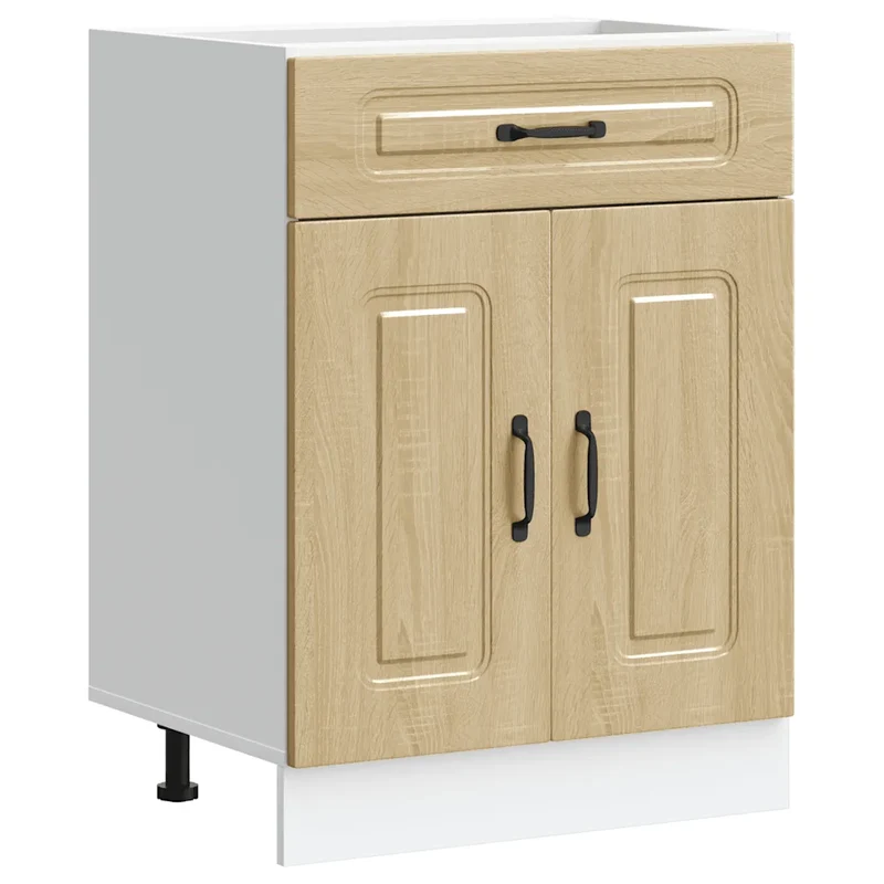 Armoire de cuisine moderne avec portes pratiques rangement 60 x 46 x 81,5 cm en bois d'ingénierie chêne sonoma 02_0049913