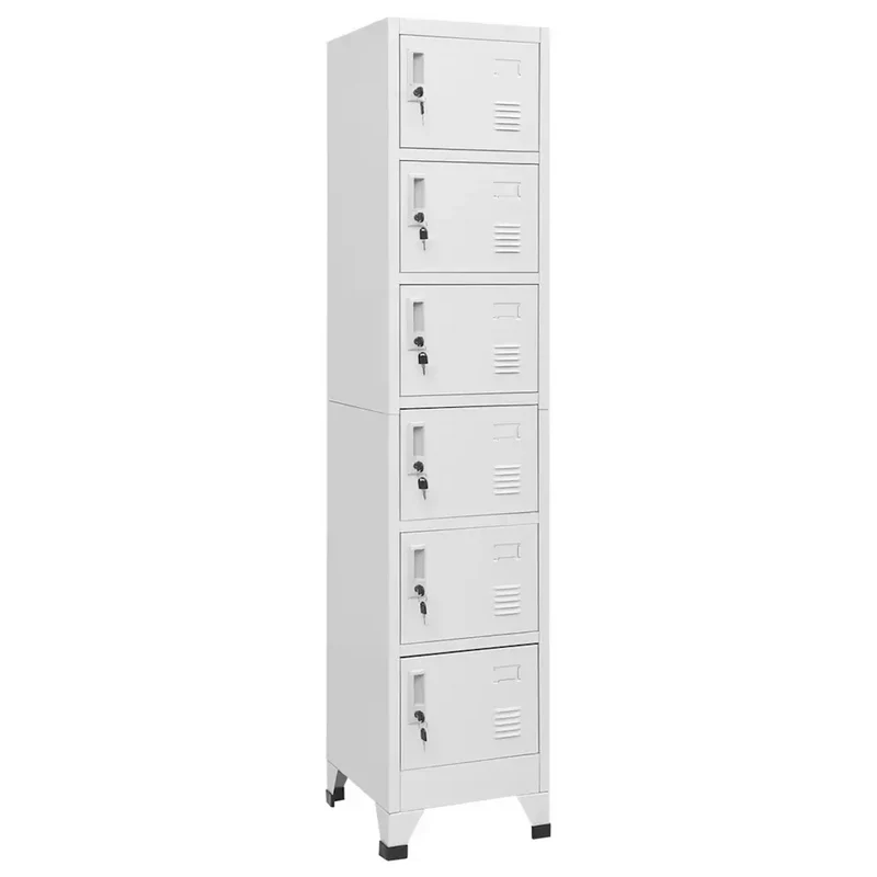 Armoire à casiers moderne rangement intérieur 38 x 40 x 180 cm en acier gris clair 02_0047007