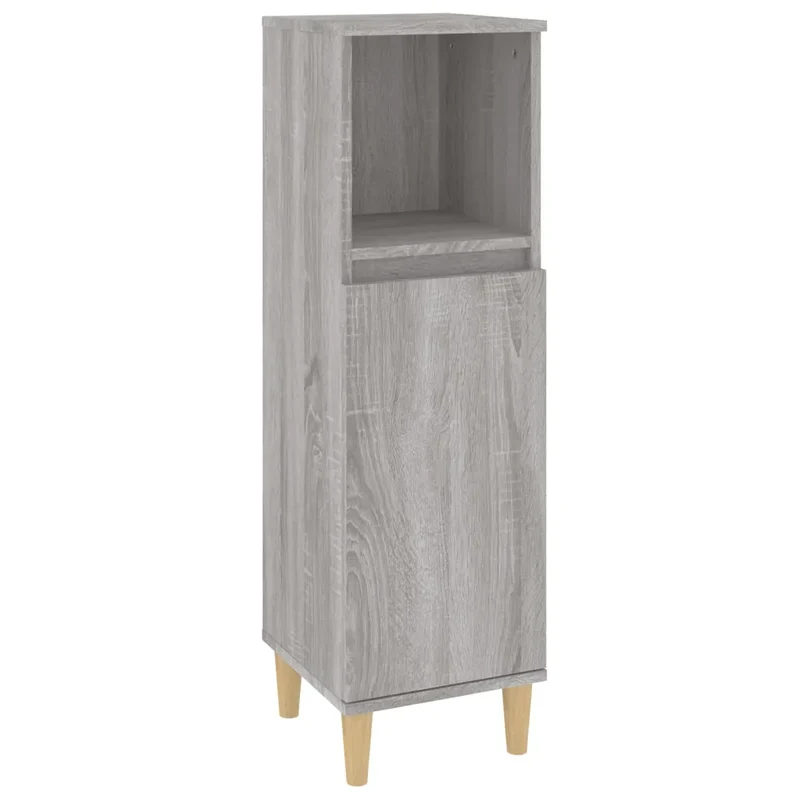 Armoire de salle de bain moderne avec rangement flexible 30 x 30 x 100 cm en bois d'ingénierie sonoma gris 02_0048405