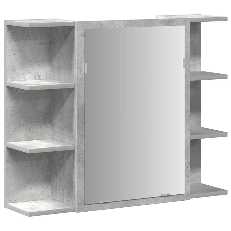 Armoire à miroir moderne salle de bain 80 x 20,5 x 64 cm grand espace de rangement en aggloméré gris béton 02_0050719
