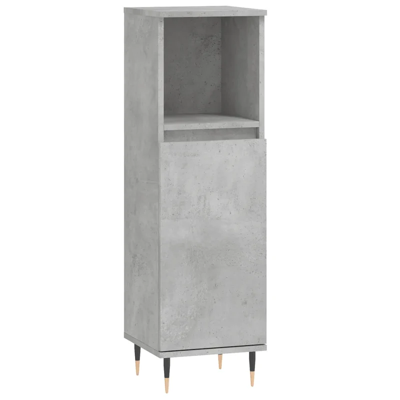 Armoire de salle de bain rangement design industriel 30 x 30 x 100 cm en bois d'ingénierie gris béton 02_0048999