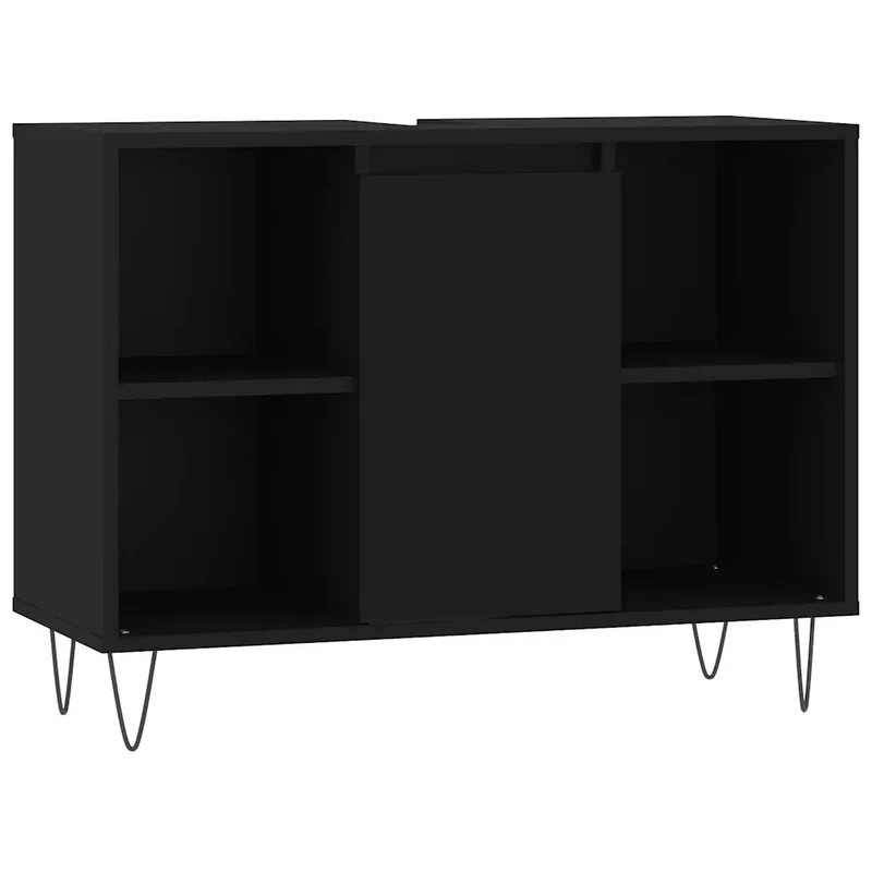 Armoire de salle de bain moderne avec espace de rangement 80 x 33 x 60 cm en bois d'ingénierie noir 02_0049057