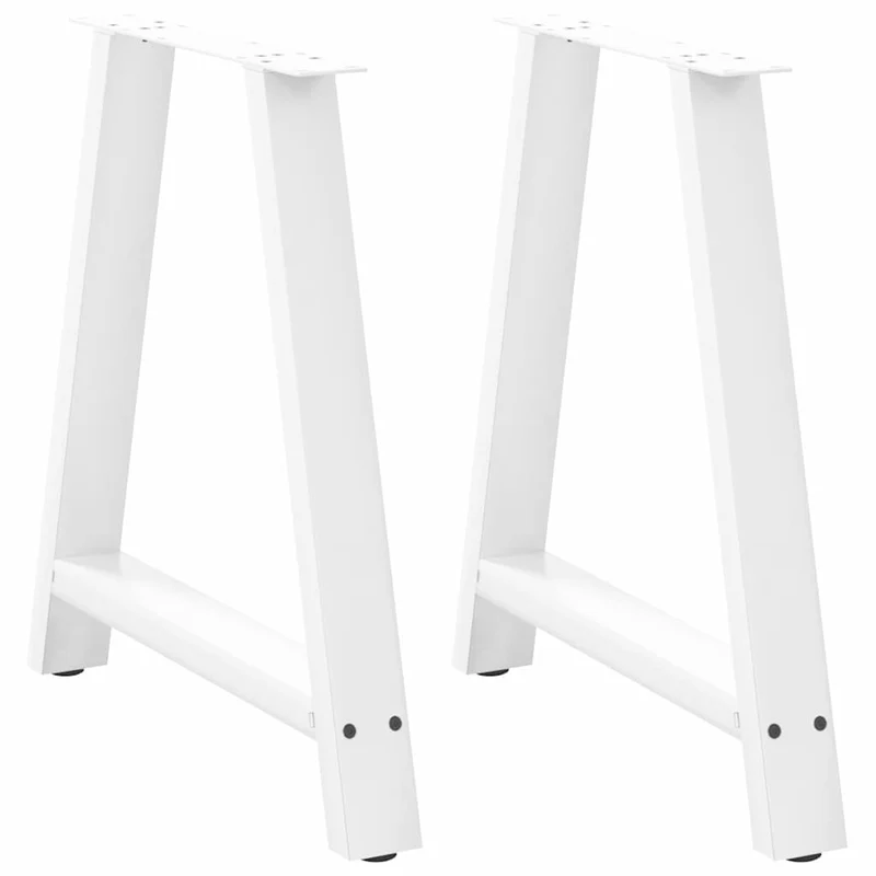 Lot de 2 pieds de table à manger en forme de A réglables 80 x 72-73 cm en acier blanc 02_0057133