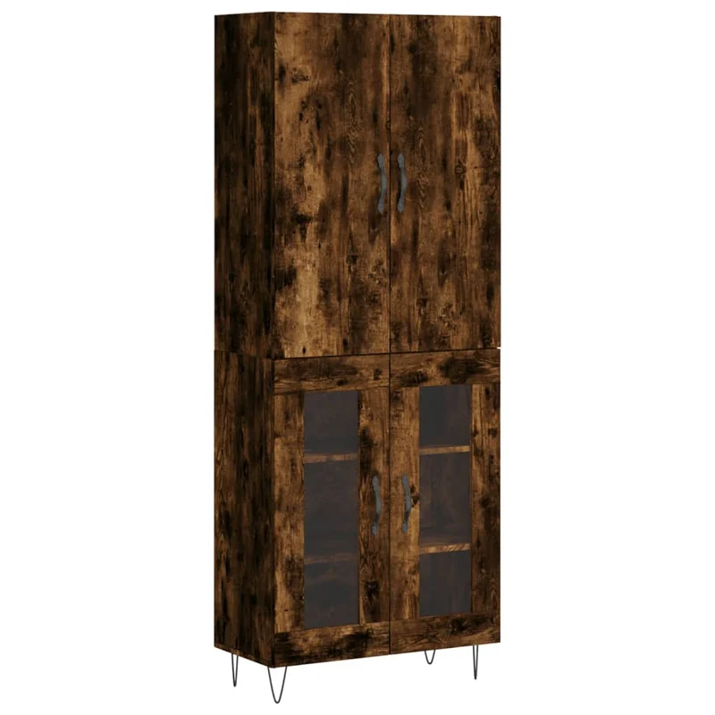 Buffet bahut commode armoire meuble de rangement organisateur cuisine salle de séjour salon haut 69,5 x 34 x 180 cm bois d'ingénierie marron 02_0033508