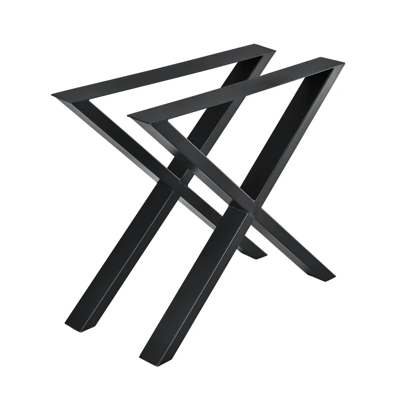 Lot de 2 pieds de table à manger de meuble métal formeX 79 cm noir 03_0003657