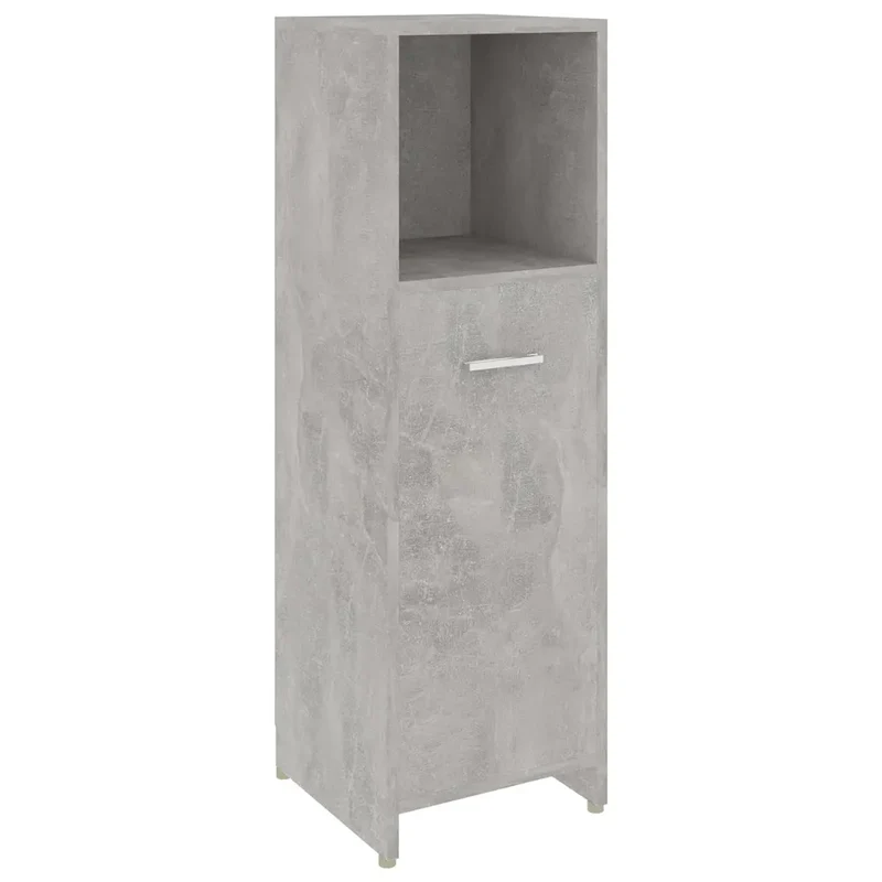 Armoire de salle de bain moderne 30 x 30 x 95 cm avec 3 compartiments élégante finition mate en bois d'ingénierie gris béton 02_0047714