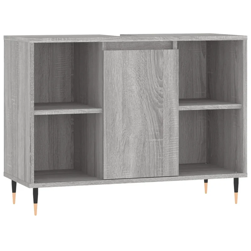 Armoire de salle de bain avec 4 étagères et espace de rangement 80 x 33 x 60 cm en bois d'ingénierie sonoma gris 02_0049054