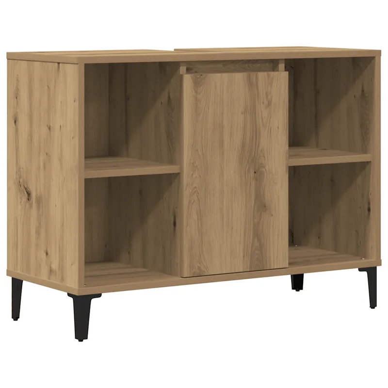 Armoire d'évier bois d'ingénierie moderne avec 5 compartiments et porte 80 x 33 x 60 cm en bois chêne artisanal 02_0051060