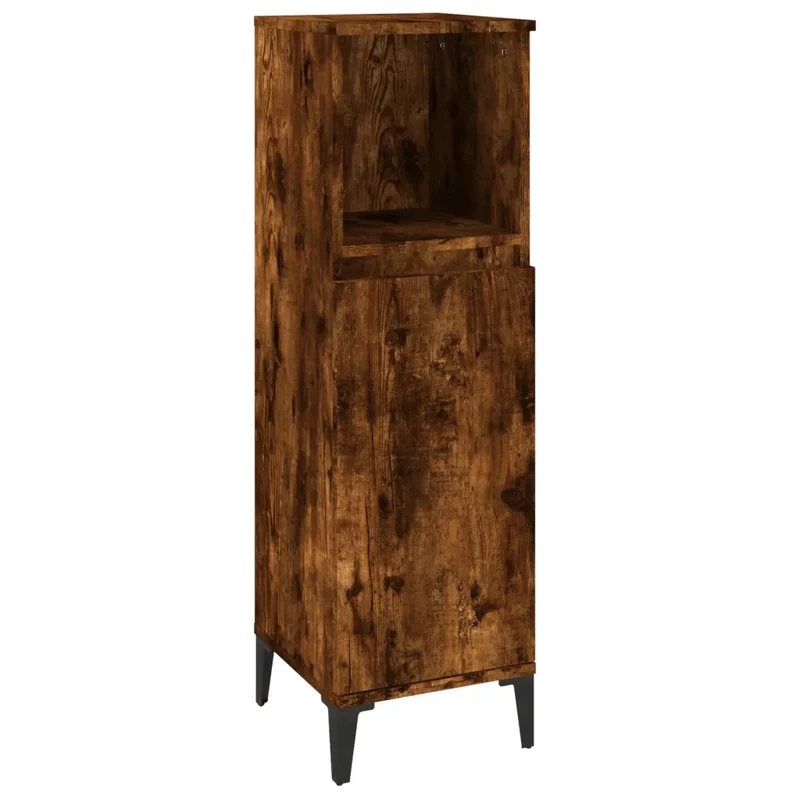 Armoire de salle de bain 30 x 30 x 100 cm rangement spacieux design moderne en bois d'ingénierie chêne fumé 02_0048408