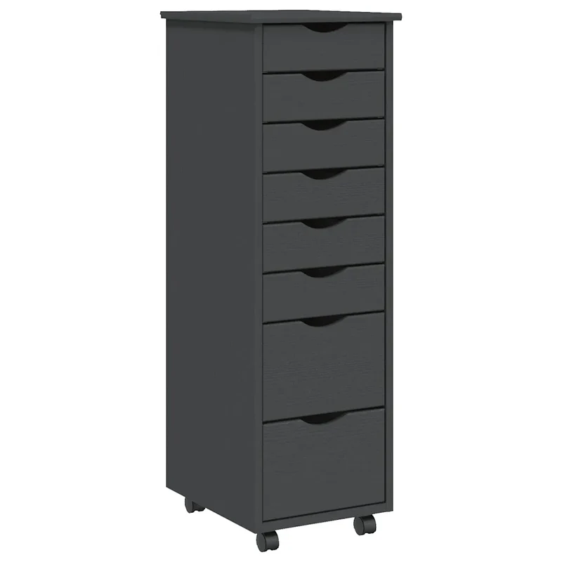 Armoire roulante avec tiroirs pratique design moderne bureau 34 x 39 x 103 cm en bois de pin gris 02_0047164