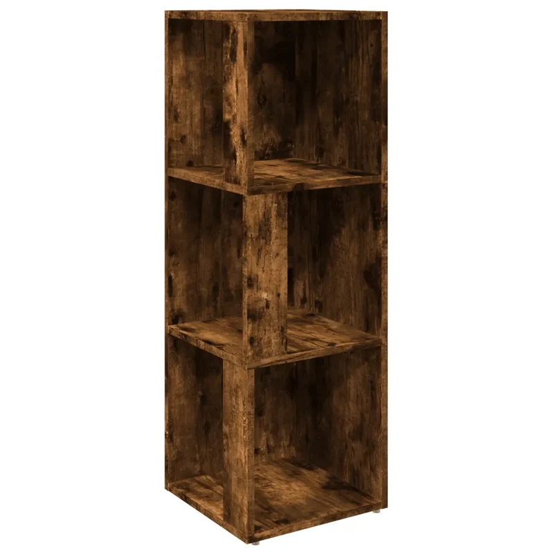 Armoire d'angle classique design peu encombrant 33 x 33 x 100 cm rangement avec 3 compartiments en bois d'ingénierie chêne fumé 02_0048518