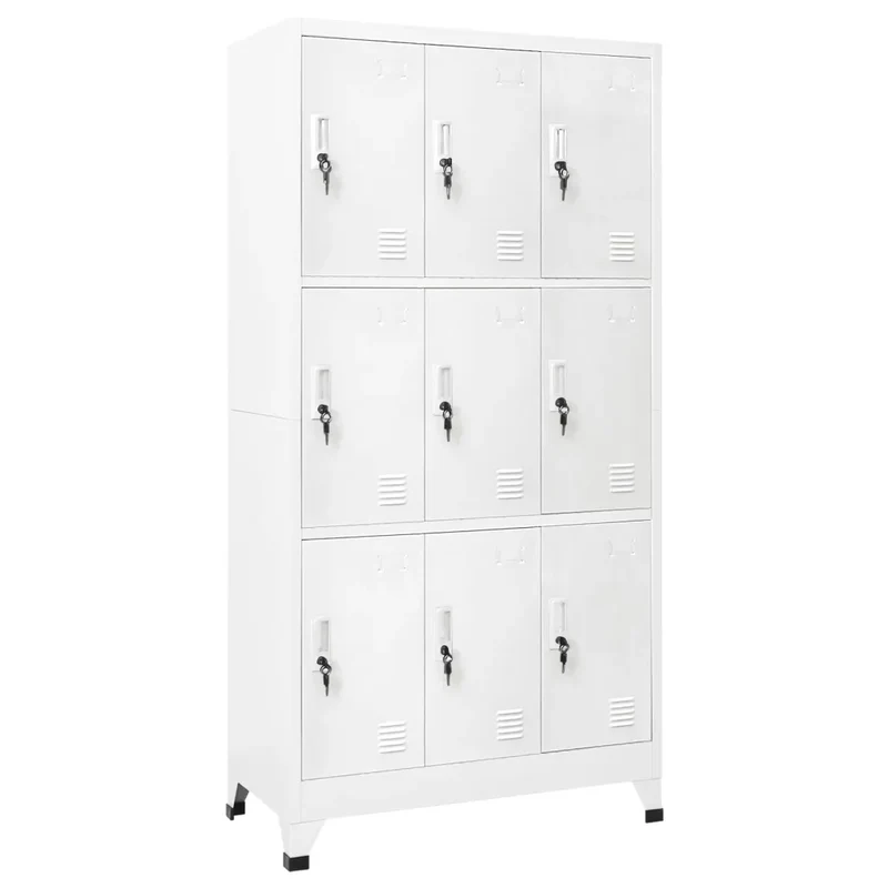 Armoire à casier avec 9 compartiments pour vestiaire bureau 90 x 45 x 180 cm en acier gris 02_0045824