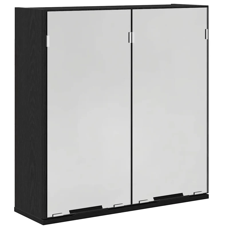 Armoire miroir rectangulaire moderne salle de bain 64 x 20 x 67 cm grand espace de rangement en bois d'ingénierie chêne noir 02_0051807