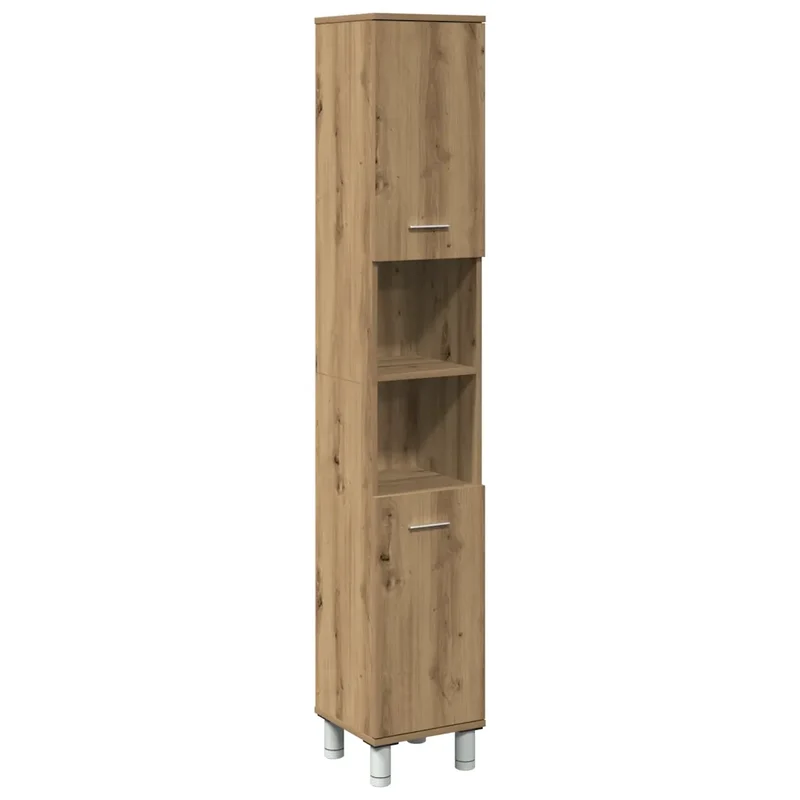 Armoire de salle de bain bois d'ingénierie 30 x 30 x 179 cm rangement pratique style contemporain en bois chêne artisanal 02_0050774