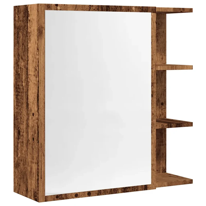 Armoire à miroir murale rustique rangement salle de bain 62,5 x 20,5 x 64 cm en bois vieux bois 02_0050783