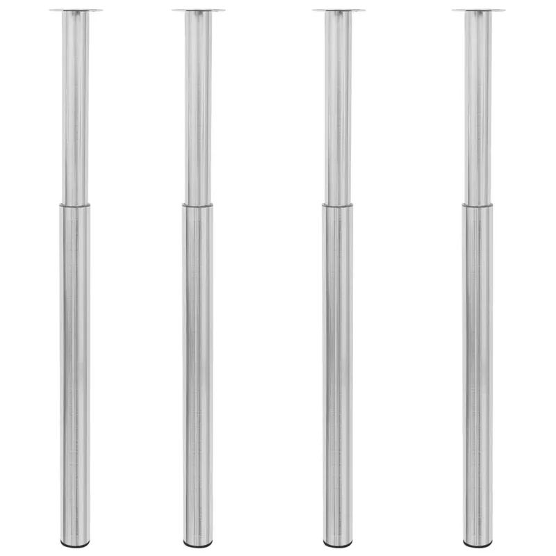 Lot de 4 pieds de table télescopiques réglables entre 710 x 1100 mm robustes design contemporain en acier inoxydable 02_0055079