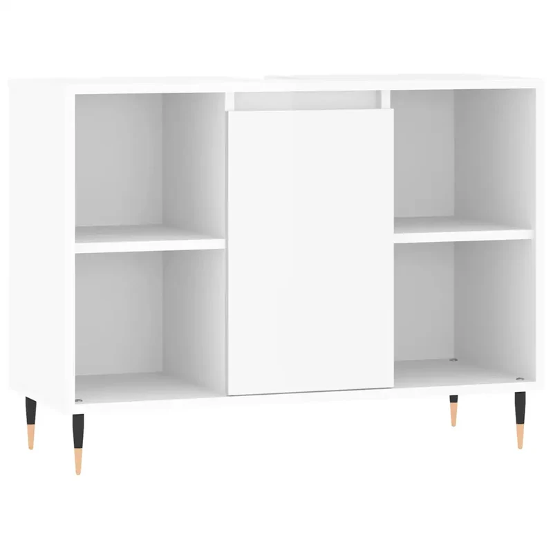 Armoire de salle de bain design industriel rangement flexible 80 x 33 x 60 cm en bois d'ingénierie blanc brillant 02_0049051