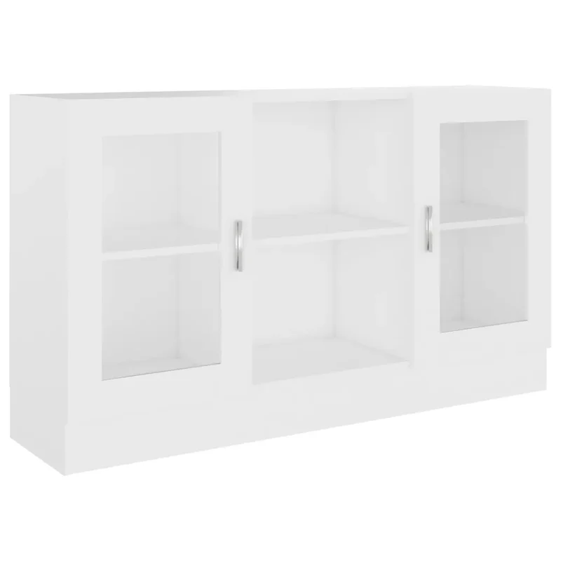 Armoire à vitrine moderne pratique 120 x 30,5 x 70 cm style épuré en bois d'ingénierie blanc 02_0047764
