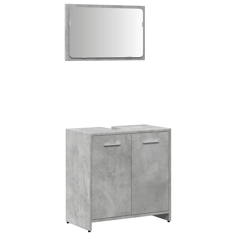 Armoire de bain murale moderne avec miroir 60 x 33 x 60 cm grand espace rangement en bois d'ingénierie gris béton 02_0050725