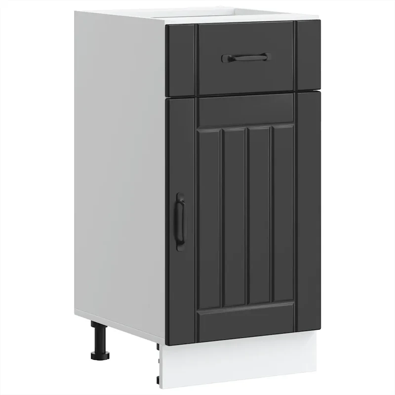 Armoire de cuisine moderne avec portes pratiques rangement 40 x 46 x 81,5 cm en bois d'ingénierie noir 02_0050063