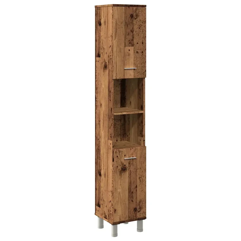 Armoire de salle de bain vintage rangement flexible 30 x 30 x 179 cm en bois ingénierie vieux bois 02_0050773