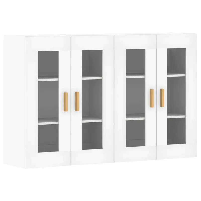 Lot de 2 armoires murales design contemporaines rangement grand espace 69,5 x 34 x 90 cm en bois blanc 02_0055399