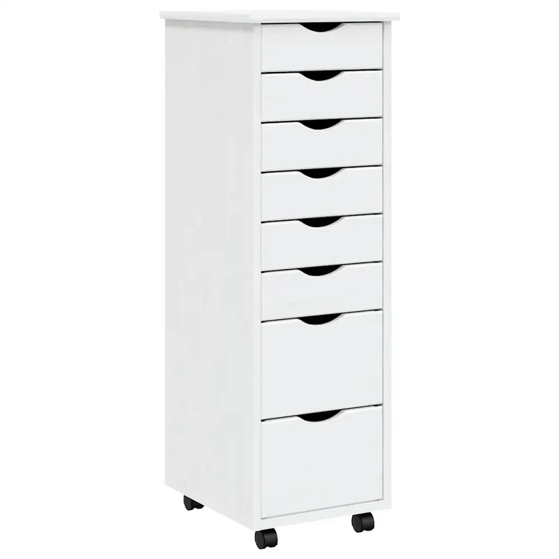 Armoire roulante à tiroirs design moderne bureau 34 x 39 x 103 cm en bois de pin blanc 02_0047163