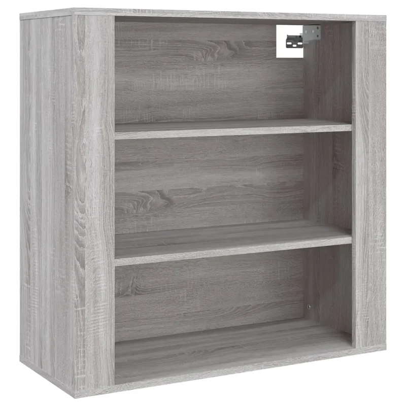 Armoire murale pratique polyvalente 80 x 33 x 80 cm avec 3 étagères en bois d'ingénierie gris 02_0048286