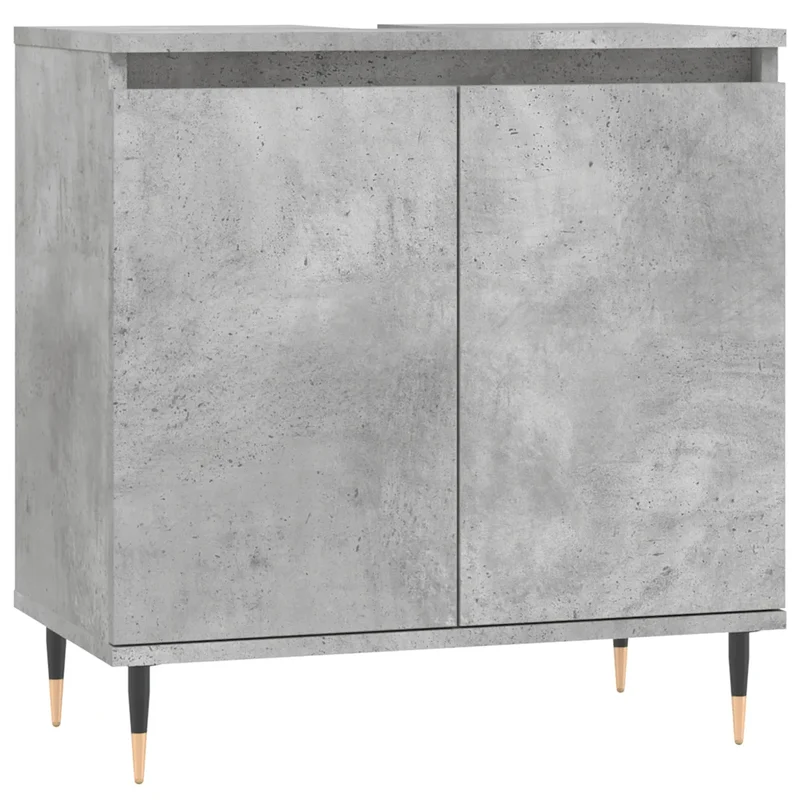 Armoire de bain design industrielle grand espace de rangement 58 x 33 x 60 cm en bois gris béton 02_0049017