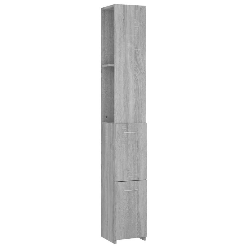 Armoire de salle de bain rangement élégant 25 x 26,5 x 170 cm en bois d'ingénierie sonoma gris 02_0048252