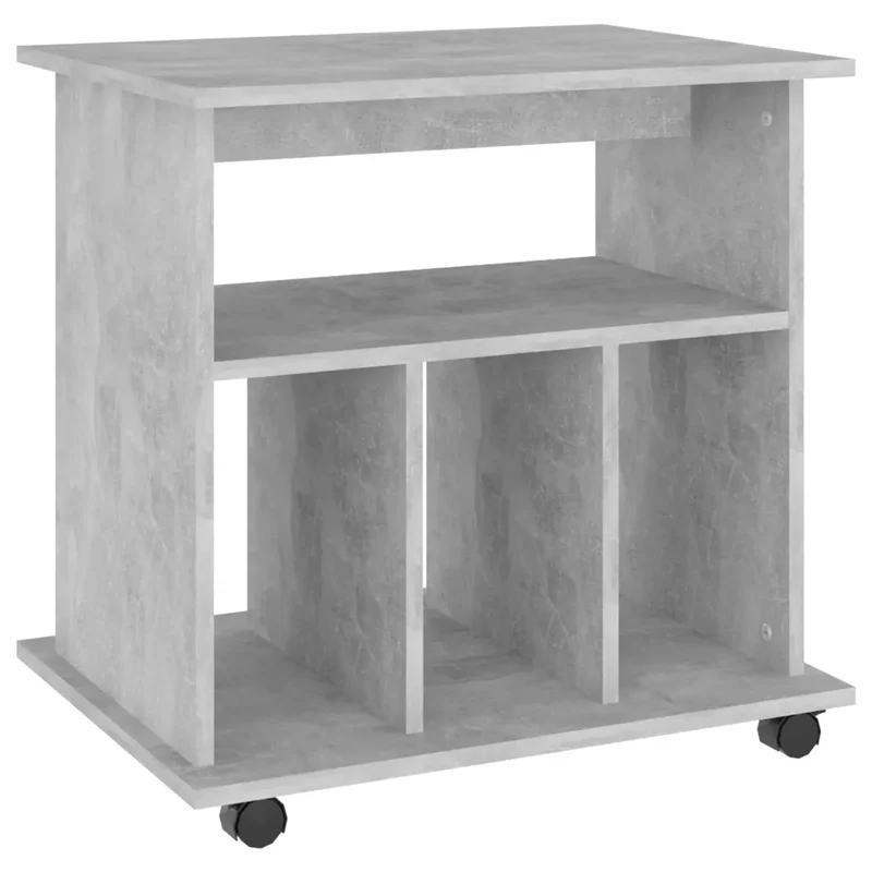Armoire à roulettes mobile contemporaine rangement bureau 60 x 45 x 60 cm en bois d'ingénierie gris béton 02_0047935
