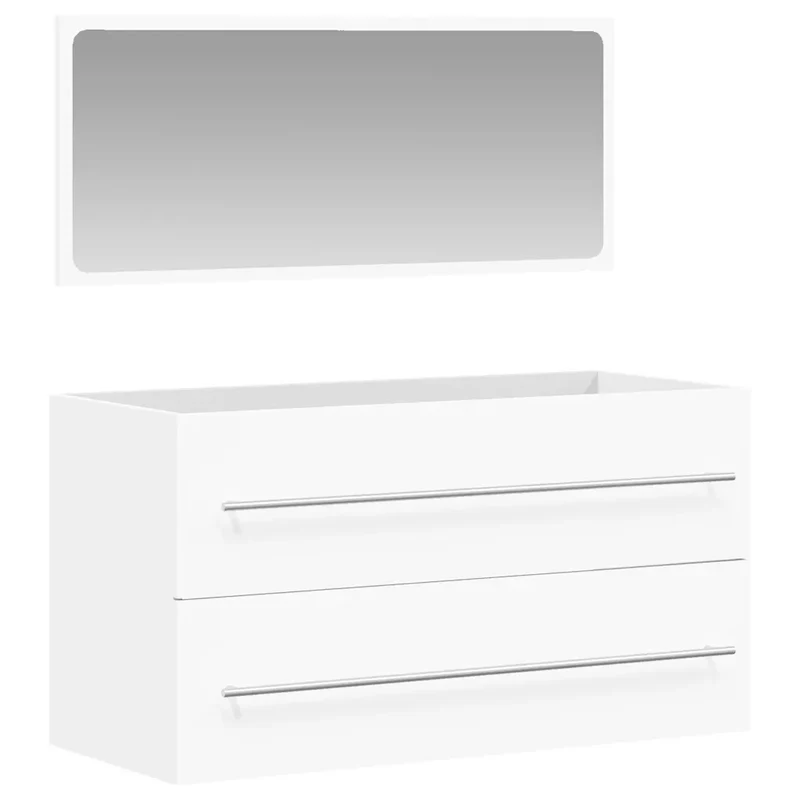 Armoire de salle de bain murale pratique rangement miroir minimaliste 90 x 38,5 x 48 cm en bois d'ingénierie blanc 02_0049276