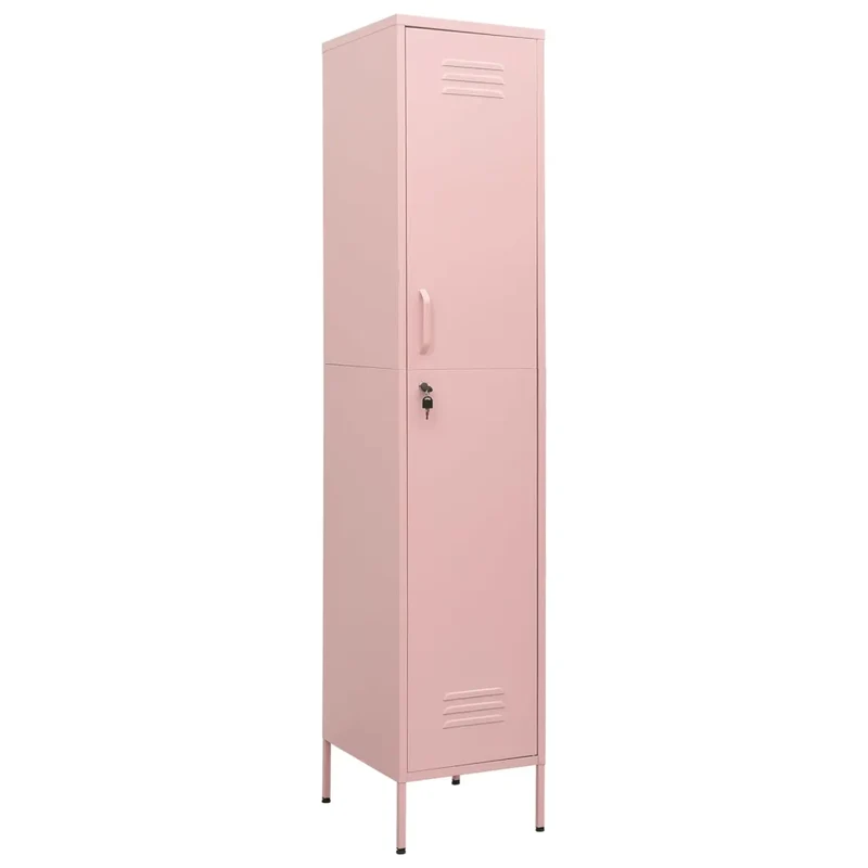 Armoire à casiers moderne avec 4 étagères réglables 35 x 46 x 180 cm en acier rose 02_0046889
