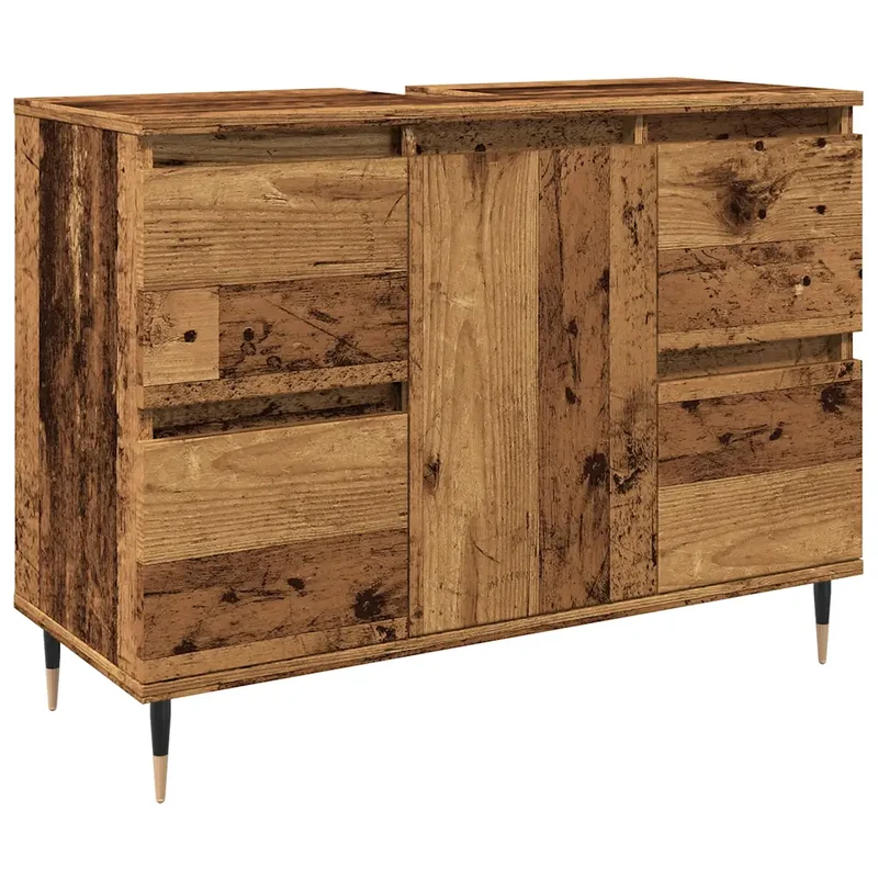 Armoire de salle de bain vintage avec 4 tiroirs et style industriel 80 x 33 x 60 cm en bois vieux bois 02_0051112