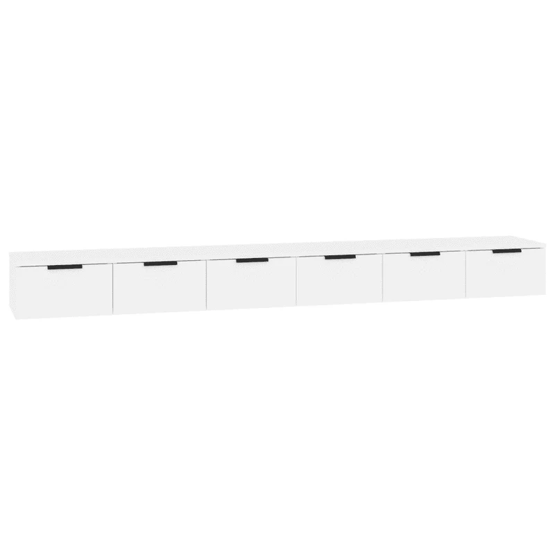 Lot de 2 armoires murales design polyvalent rangement pratique 102 x 30 x 20 cm en bois d'ingénierie blanc 02_0055229