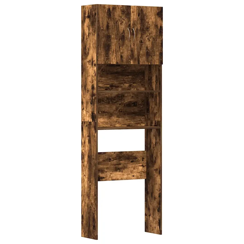 Armoire de rangement pour salle de bain 64 x 24 x 190 cm design fonctionnel minimaliste en bois d'ingénierie chêne fumé 02_0051246