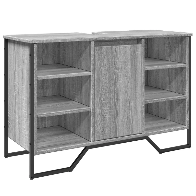 Armoire lavabo pour salle de bain moderne rangement ample 91 x 35 x 60 cm en bois d'ingénierie gris 02_0049581