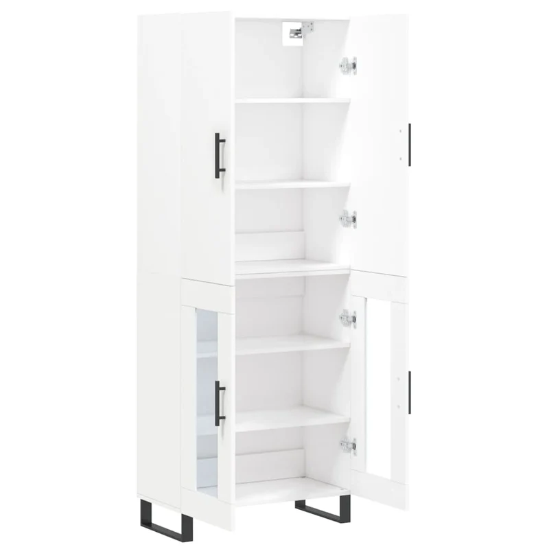 Buffet bahut commode armoire meuble de rangement organisateur cuisine salle de séjour salon haut 69,5 x 34 x 180 cm bois d'ingénierie blanc 02_0032549