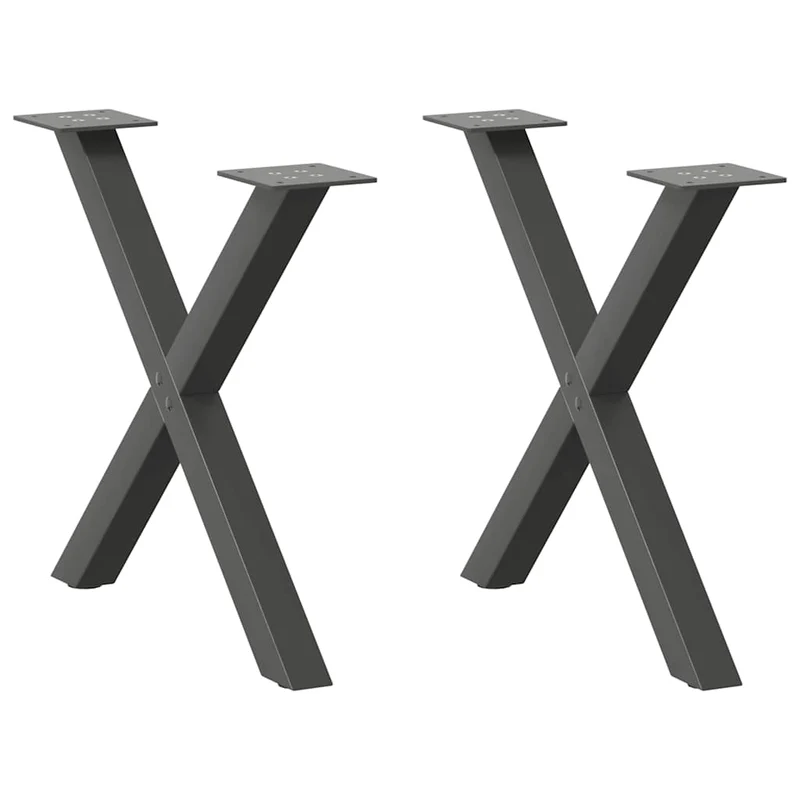 Lot de 2 pieds de table basse en forme de X ajustables 60 x 43 cm en acier anthracite 02_0057175