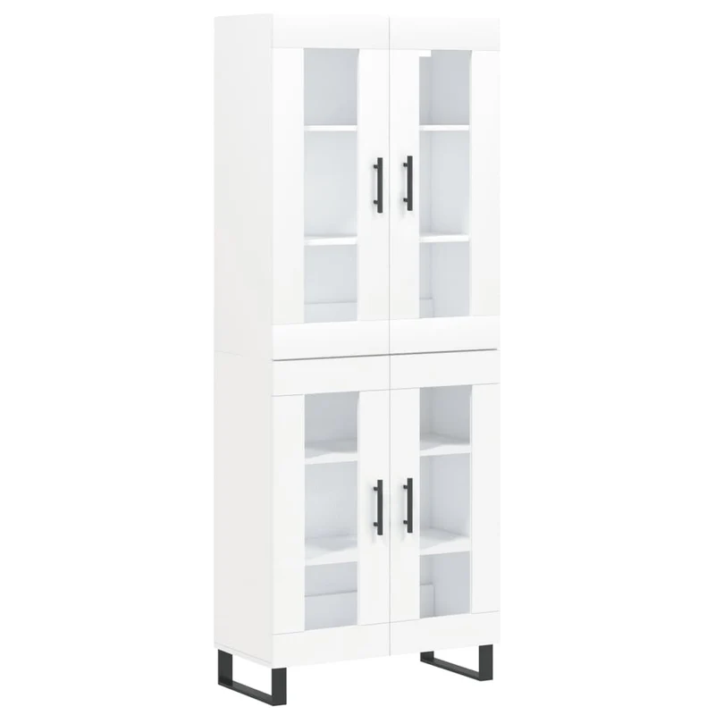 Buffet bahut commode armoire meuble de rangement organisateur cuisine salle de séjour salon haut 69,5 x 34 x 180 cm bois d'ingénierie blanc 02_0032627