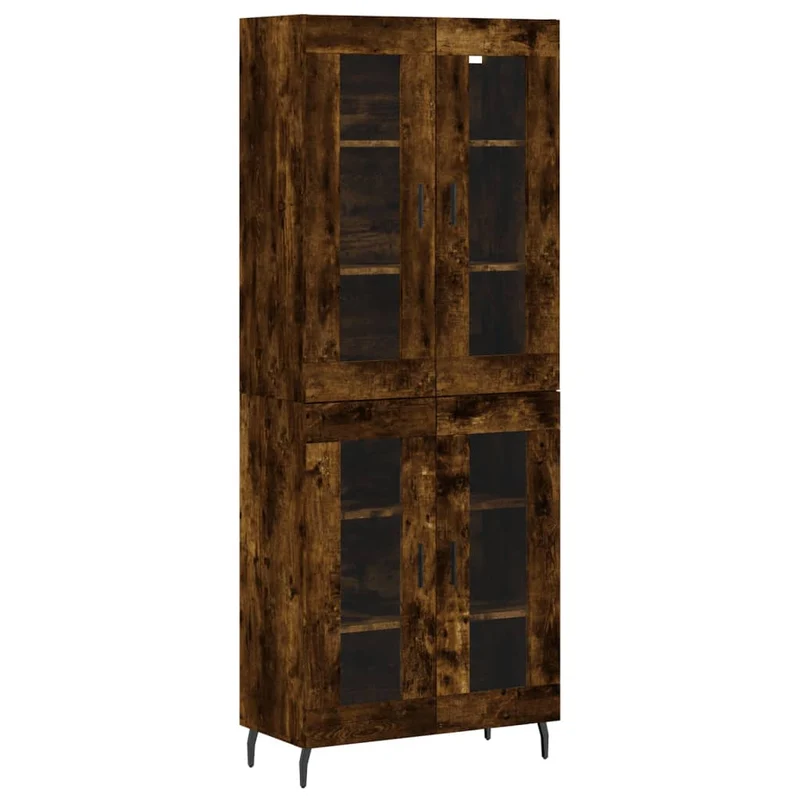 Buffet bahut commode armoire meuble de rangement organisateur cuisine salle de séjour salon haut 69,5 x 34 x 180 cm bois d'ingénierie marron 02_0033433