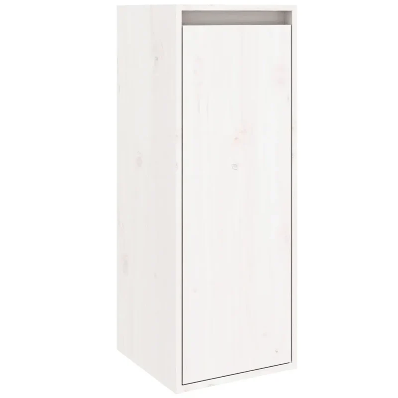 Armoire murale contemporaine bois blanc 30 x 30 x 80 cm rangement décoratif en bois de pin massif blanc 02_0048096