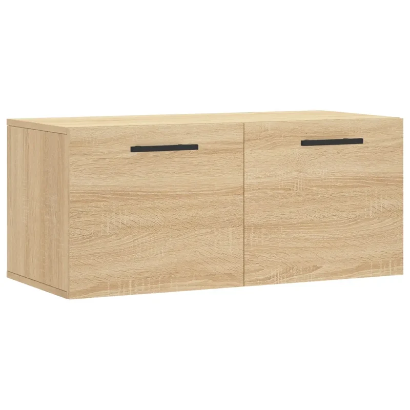 Armoire murale fonctionnelle rangement décoratif 80 x 36,5 x 35 cm en bois d'ingénierie chêne sonoma 02_0048870