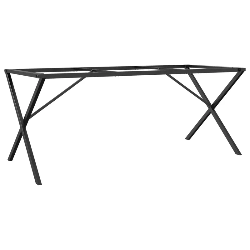 Pieds de table à manger cadre en X 160 x 80 x 73 cm robuste et durable style industriel en acier noir 02_0047246
