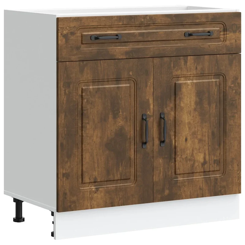Armoire de cuisine moderne rangement pratique 80 x 46 x 81,5 cm en bois d'ingénierie chêne fumé 02_0049925
