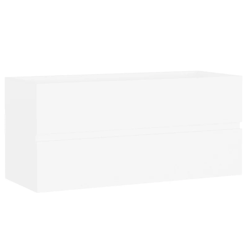 Armoire d'évier moderne rangement salle de bain 100 x 38,5 x 45 cm en bois d'ingénierie blanc 02_0047823