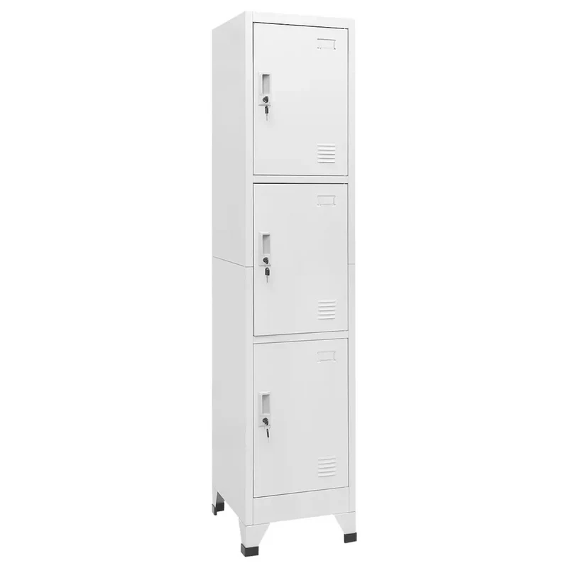 Armoire à casier avec 3 compartiments 38 x 45 x 180 cm idéal vestiaire sportif design industriel en acier gris 02_0046289