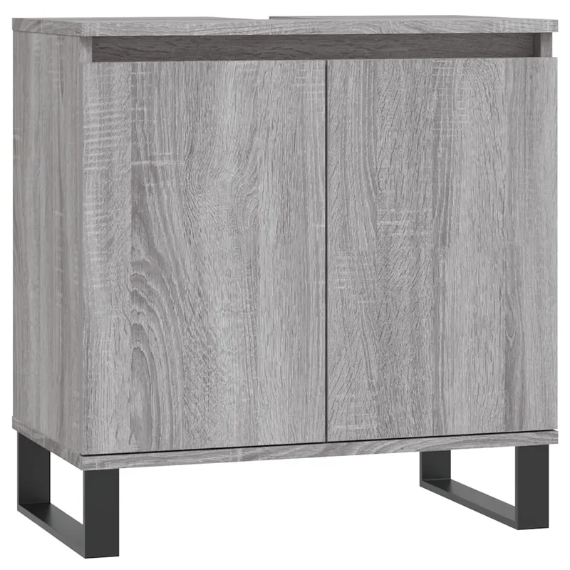 Armoire de bain moderne avec grand rangement style industriel 58 x 33 x 60 cm en bois d'ingénierie gris 02_0049033