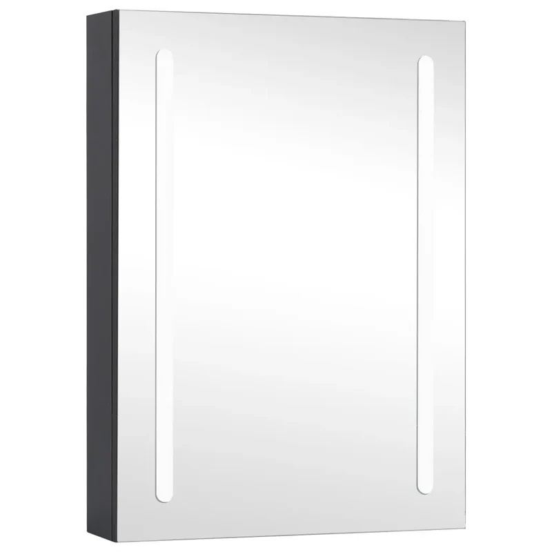 Armoire de salle de bain à miroir LED 50 x 13 x 70 cm avec éclairage doux et rangement ergonomique style contemporain en MDF anthracite 02_0046733