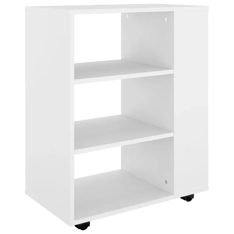 Armoire à roulettes moderne mobile sous bureau 60 x 35 x 75 cm en bois d’ingénierie blanc 02_0047919
